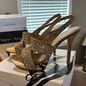Nine West Gold Sparkle Heels